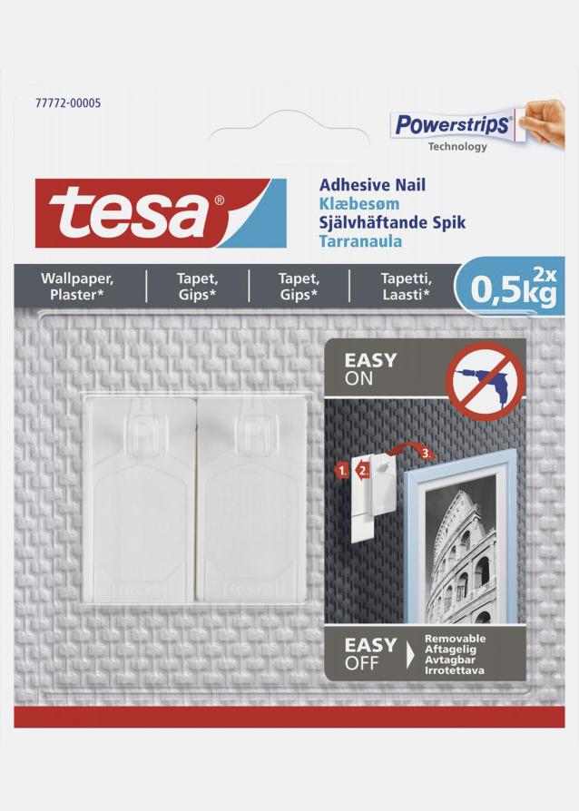 Tesa - Clou autocollant pour tous types de murs (max 2x0,5kg)