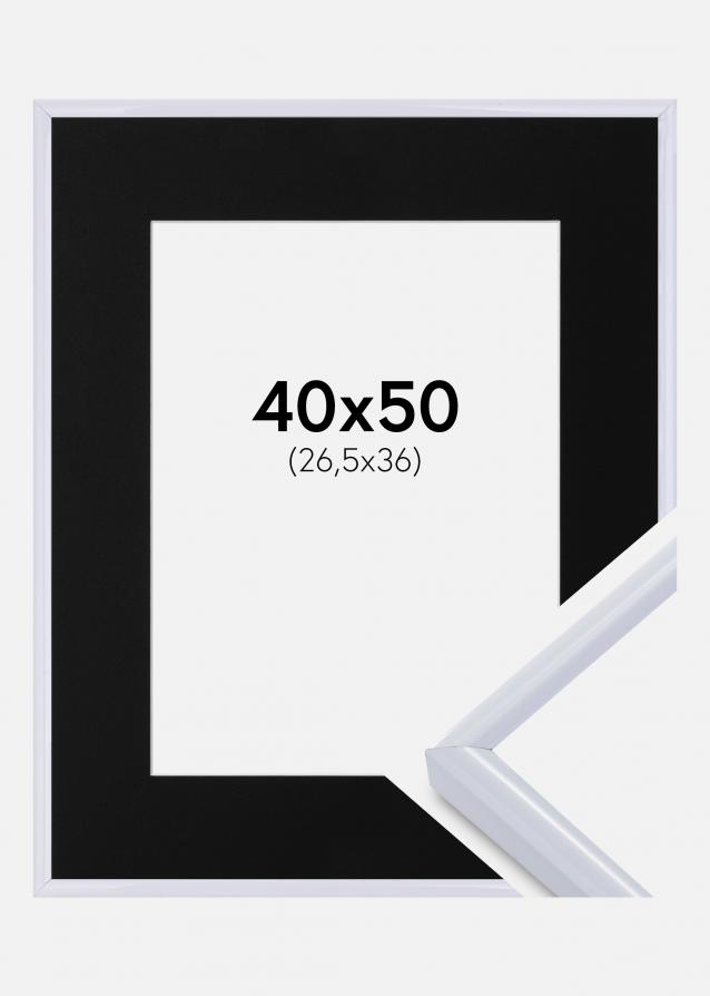 Cadre Victoria Blanc 40x50 cm - Passe-partout Noir 27,5x37 cm