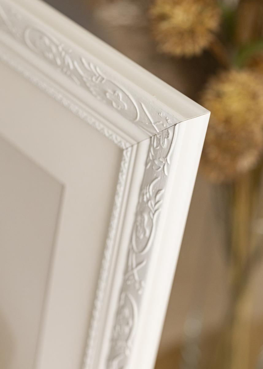 Cadre Couleur blanc matiere bois 70x70 style baroque couleur pas