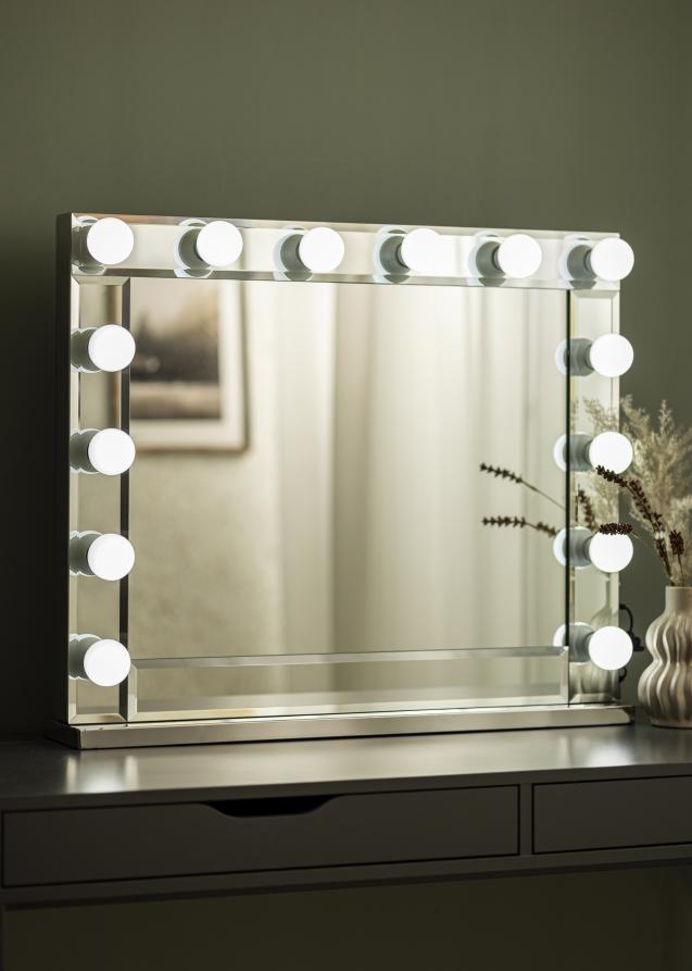 EMKE Miroir de maquillage Hollywood avec Ampoules LED Miroir grossissant  Interrupteur tactile 3 couleurs dimmable Rotation à 360° - Cadre Noir 47 x  40