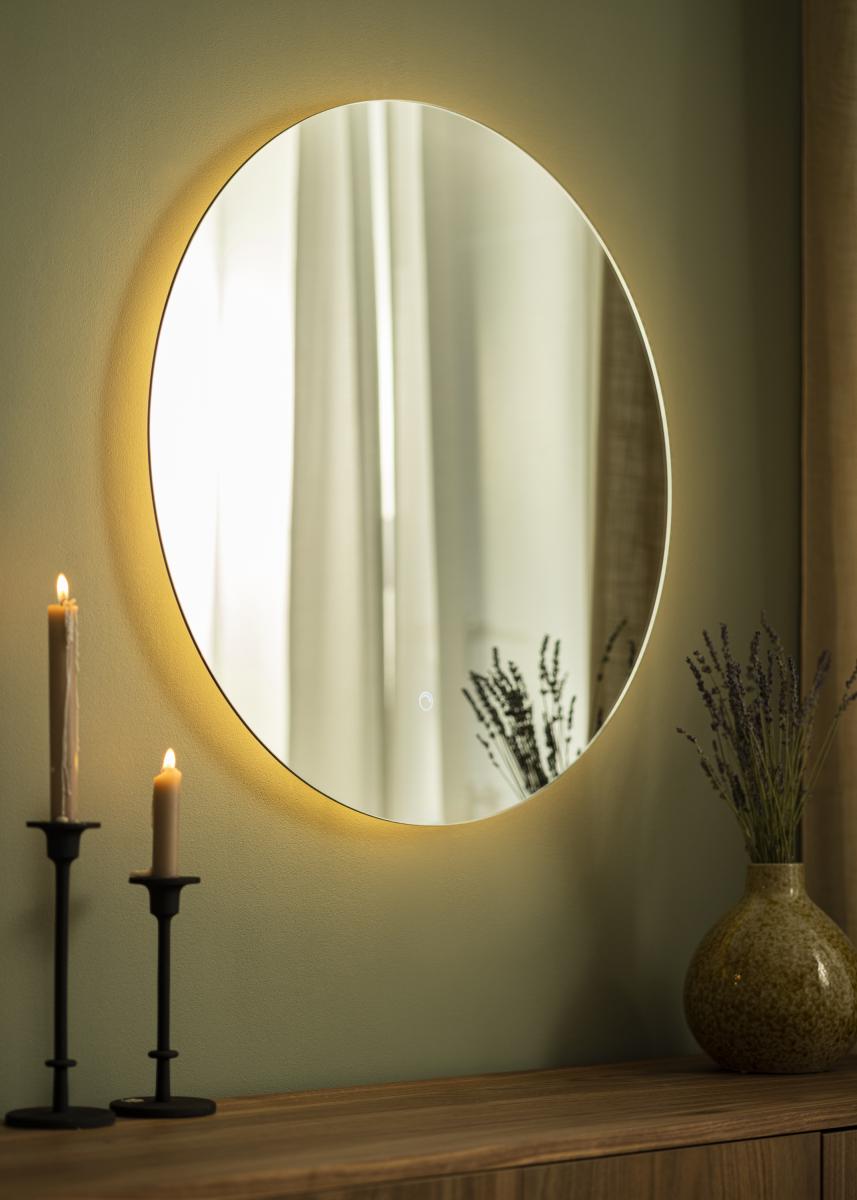 Miroir rond - Miroir adhésif - Sans cadre - Grijs - Diamètre : 50 cm -  Épaisseur : 4