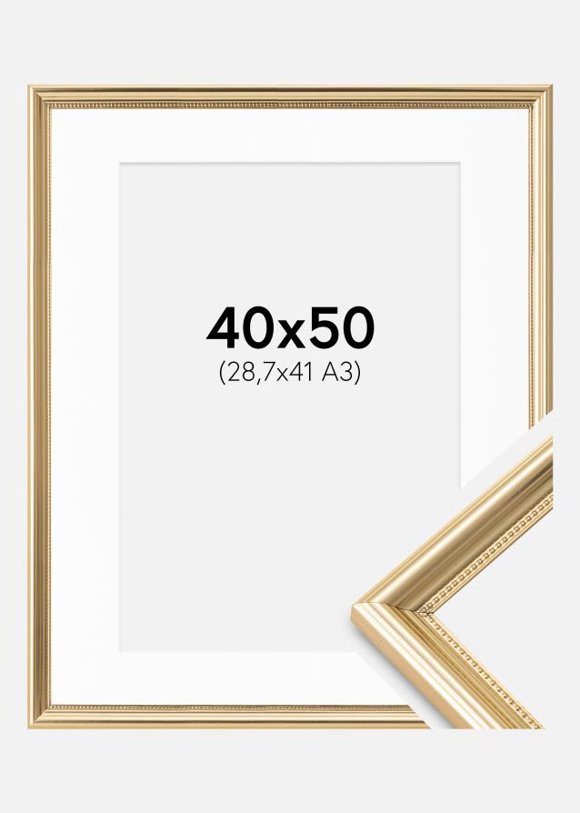 Cadre Gala Or 40x50 cm - Passe-partout Blanc 29,7x42 cm (A3)