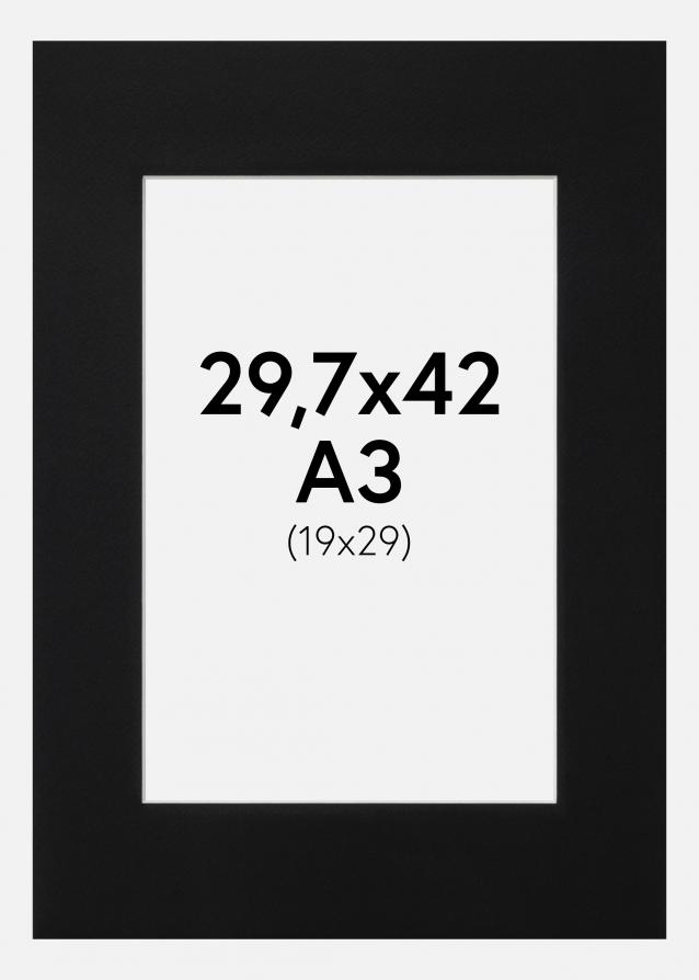 Passe-partout Noir Standard (noyau blanc) 29,7x42 cm (19x29)