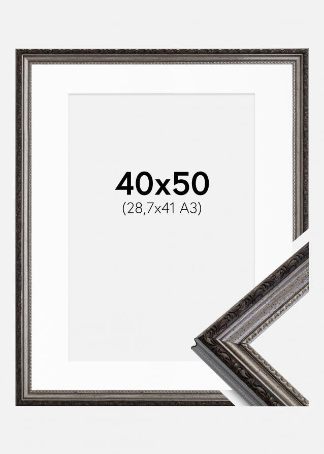 Cadre Abisko Argent 40x50 cm - Passe-partout Blanc 29,7x42 cm