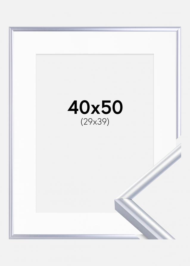 Cadre Victoria Argent 40x50 cm - Passe-partout Blanc 30x40 cm