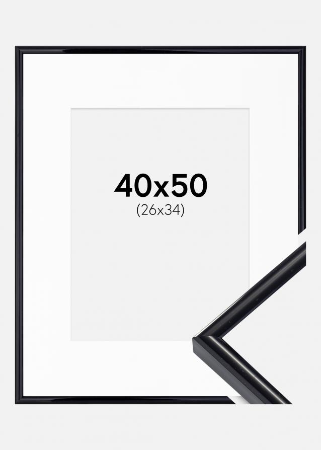 Cadre Victoria Noir 40x50 cm - Passe-partout Blanc 27x35 cm