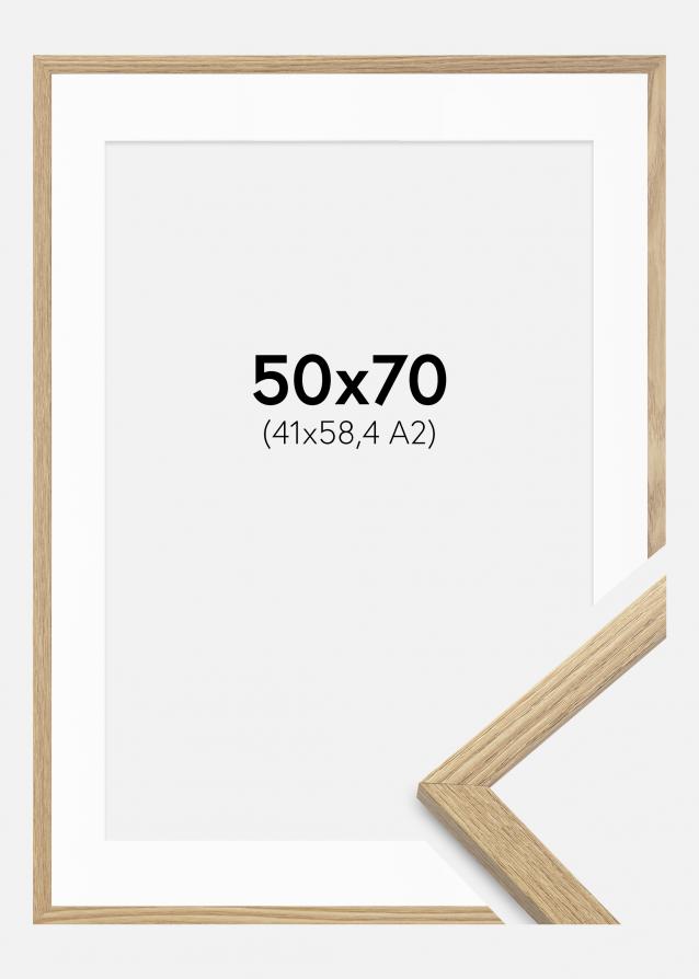 Cadre Trendy Chêne 50x70 cm - Passe-partout Blanc 42x59,4 cm