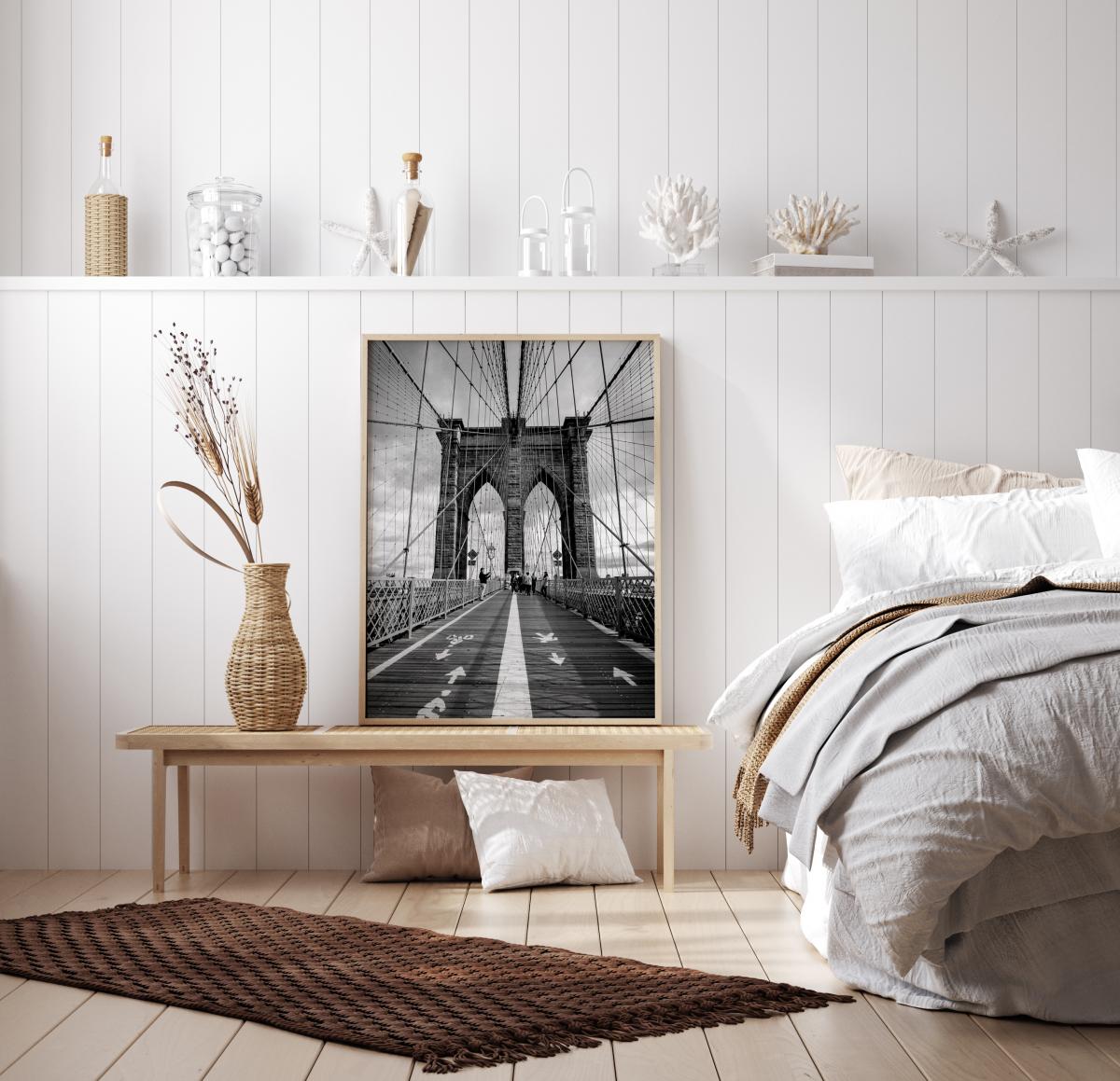 Poster noir & blanc du pont de Brooklyn à New York - acheter Poster noir &  blanc du pont de Brooklyn à New York (696) 