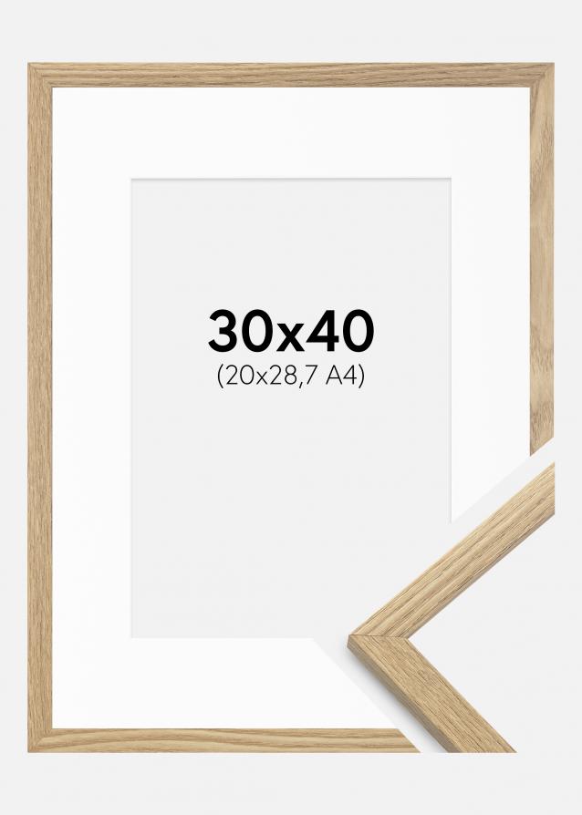 Cadre Trendy Chêne 30x40 cm - Passe-partout Blanc 21x29,7 cm