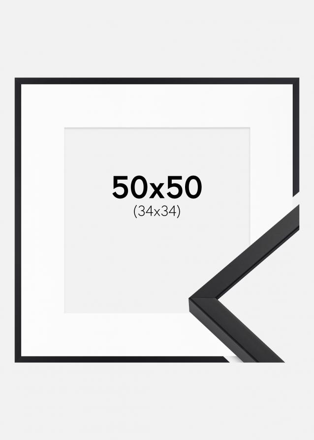 Cadre E-Line Noir 50x50 cm - Passe-partout Blanc 35x35 cm