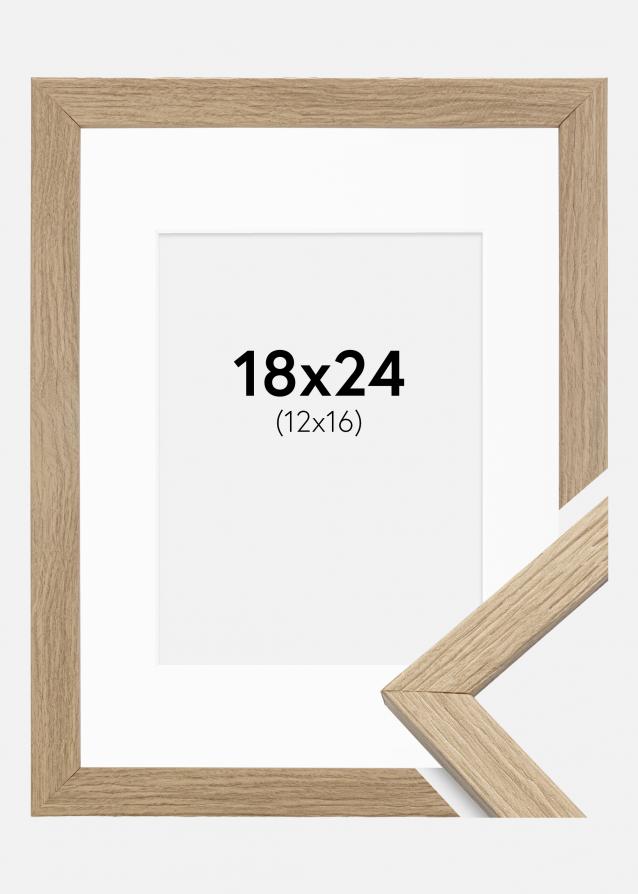 Cadre Stilren Verre acrylique Chêne 18x24 cm - Passe-partout Blanc 13x17 cm