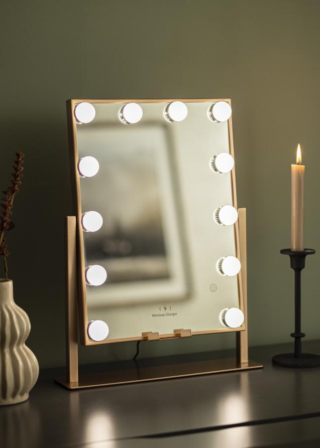 Meykoers Miroir de Maquillage LED 50x42cm, Hollywood Maquillage miroir 3  Couleurs Gradable Miroir grossissant - Le noir