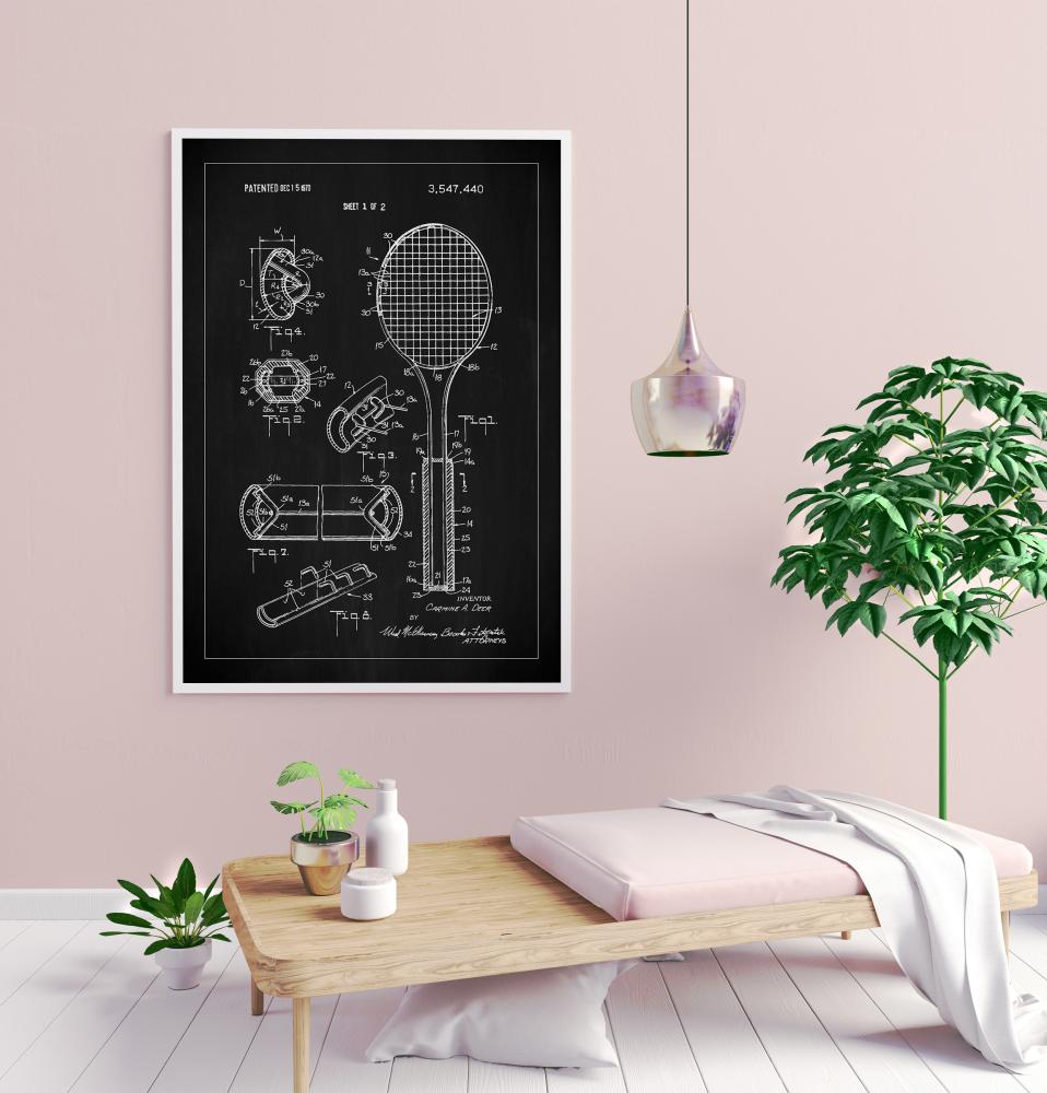 Patent Print - Tennis Racket - Black Poster