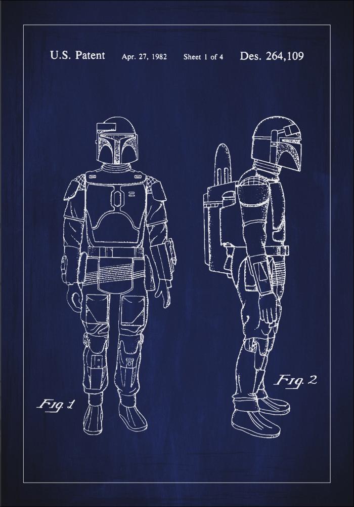 Dessin de brevet - Star Wars - Boba Fett - Bleu Poster