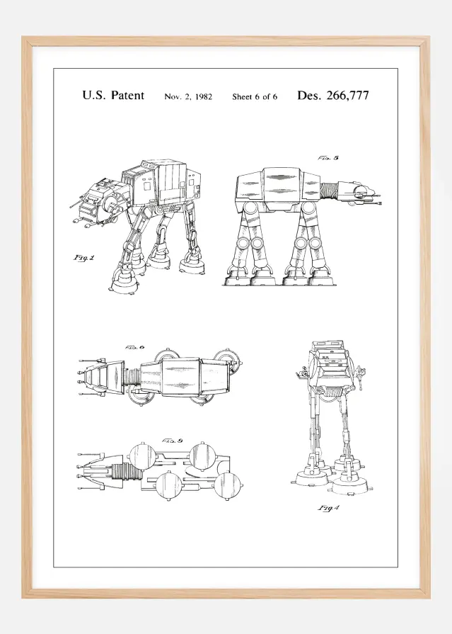 Dessin de brevet - Star Wars - Walker - Blanc Poster