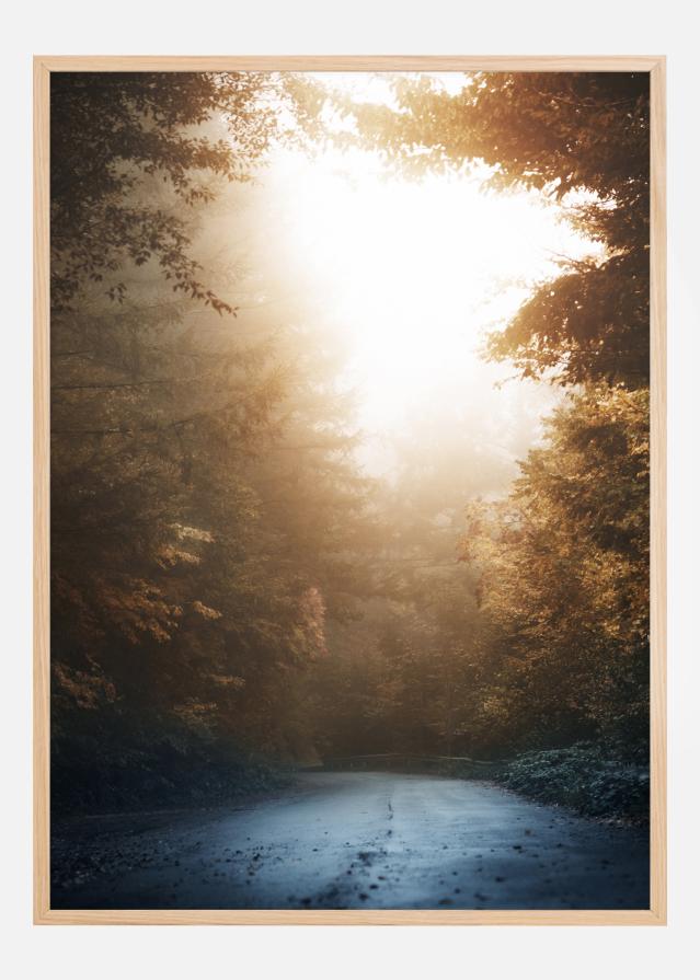 Autumn Misty Road Poster