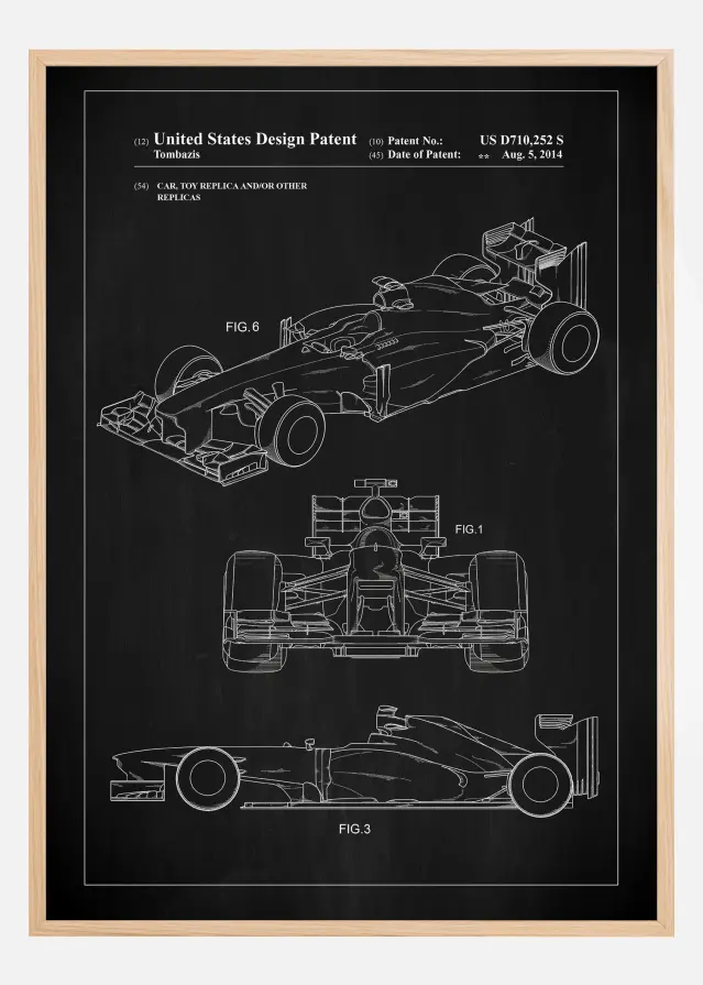 Patent Print - Formula 1 Racing Car - Black Poster