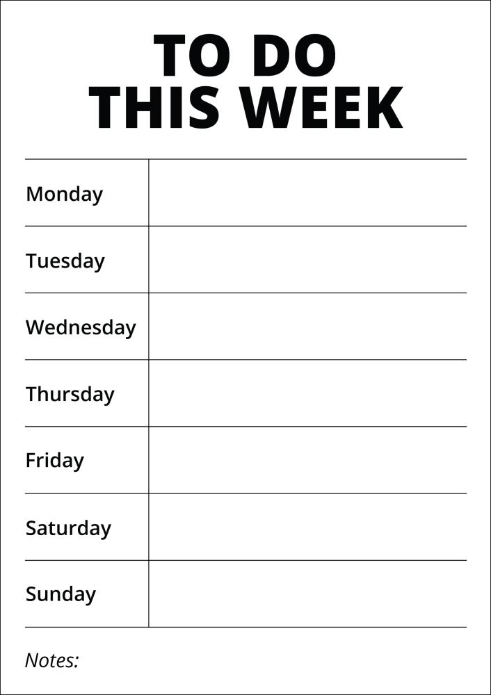 Week Planner II - White Poster