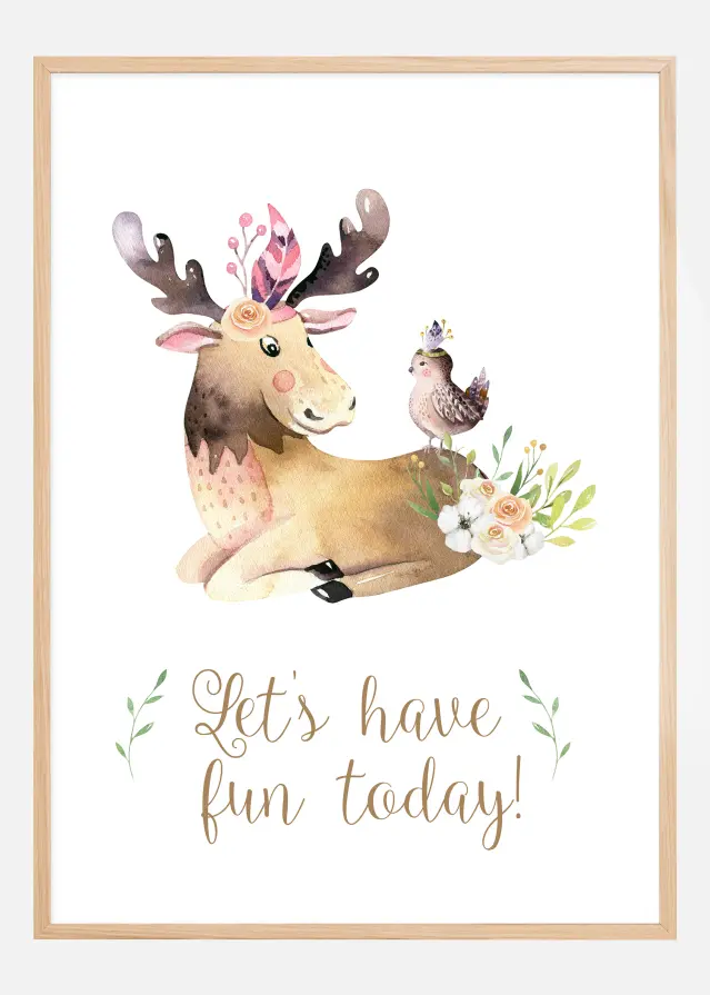 Moose with flowers Poster