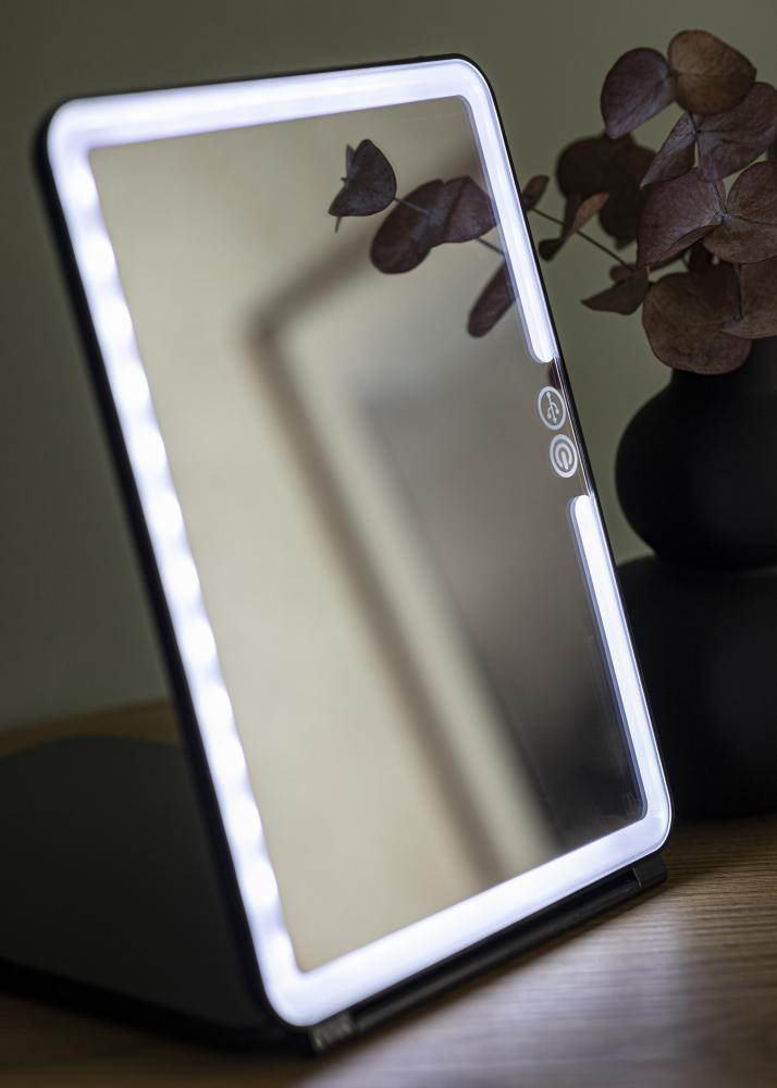 KAILA Miroir de maquillage Travel LED Rechargeable Noir 19x25 cm