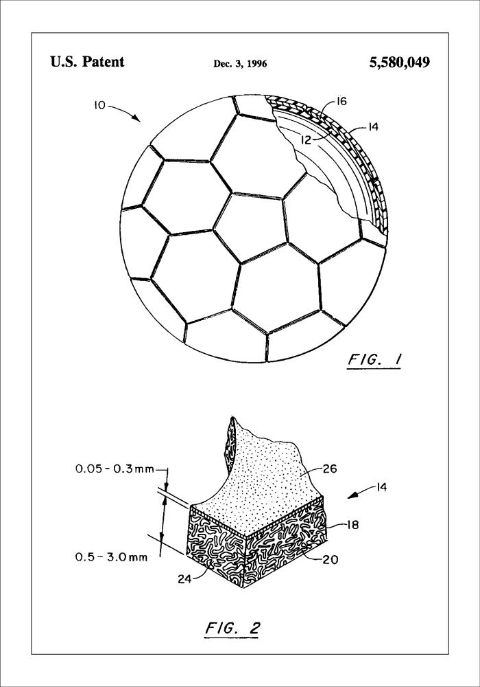 Patent Print - Football - White Poster