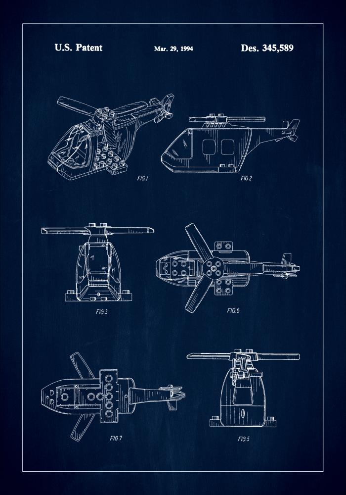 Patent Print - Lego Helicopter - Blue Poster