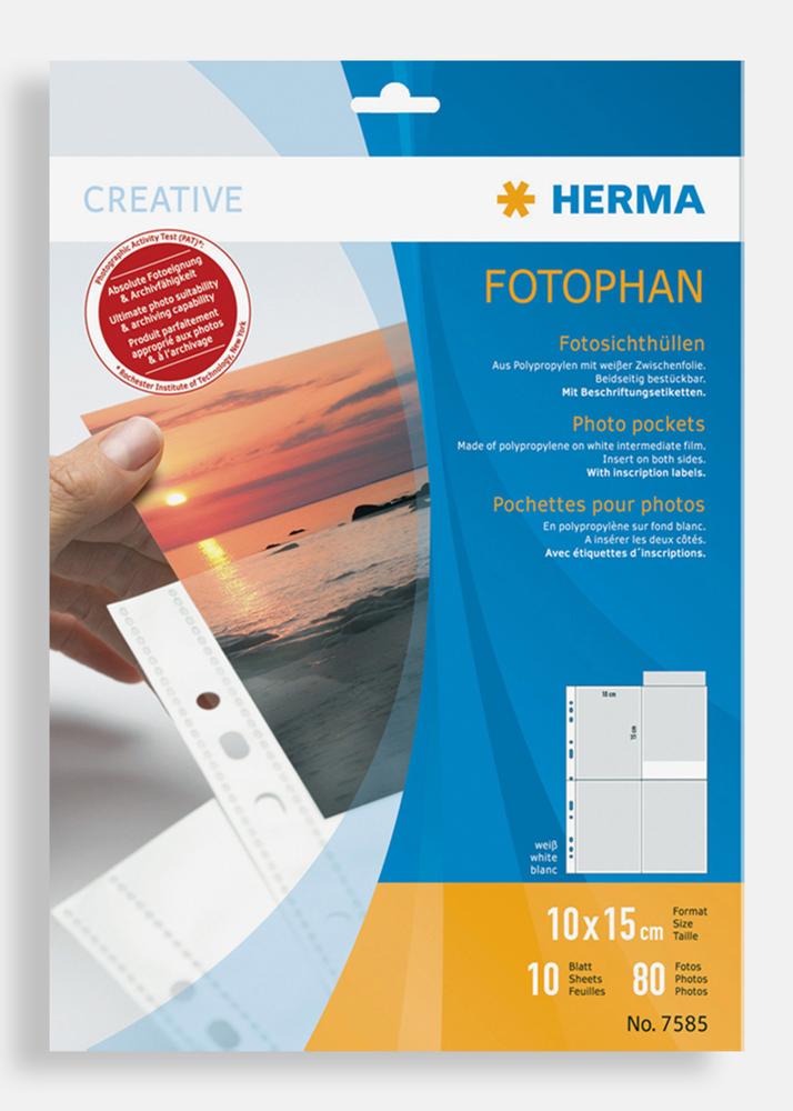 Herma Pochettes photo 10x15 cm Format portrait - lot de 10 - blanc