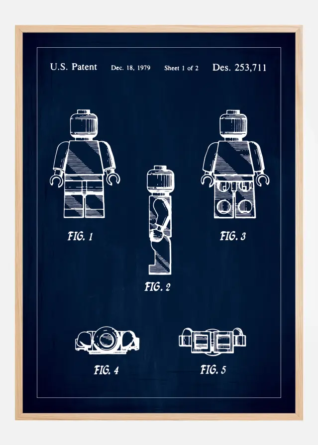 Dessin de brevet - Lego I - Bleu Poster