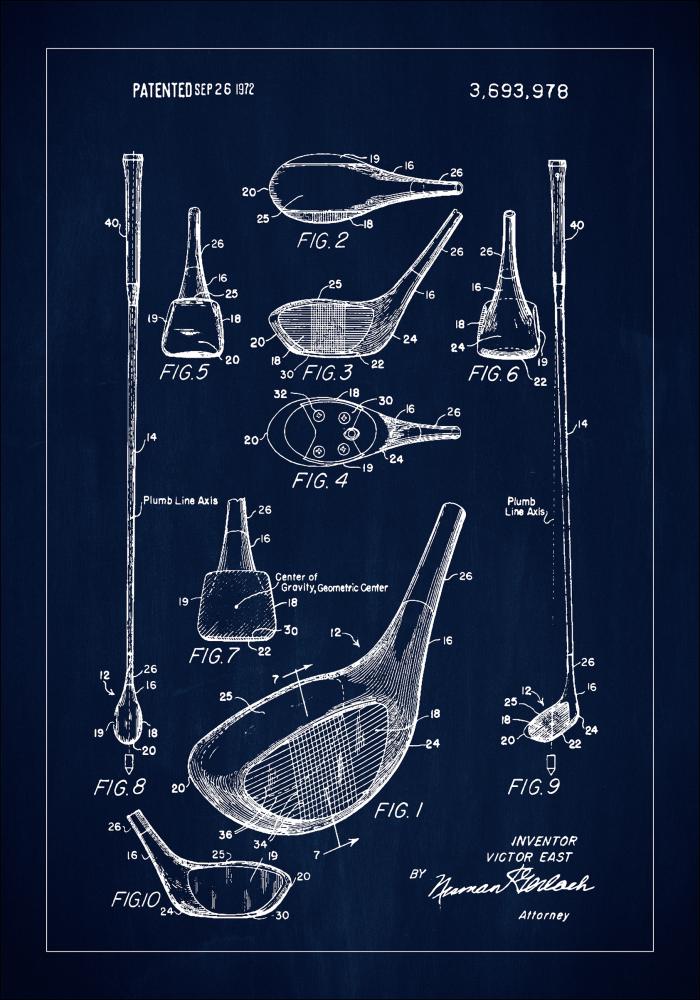 Patent Print - Golf Club - Blue Poster