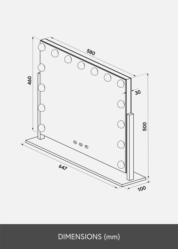 KAILA Miroir de maquillage Soft Corner LED Argent 65x50 cm