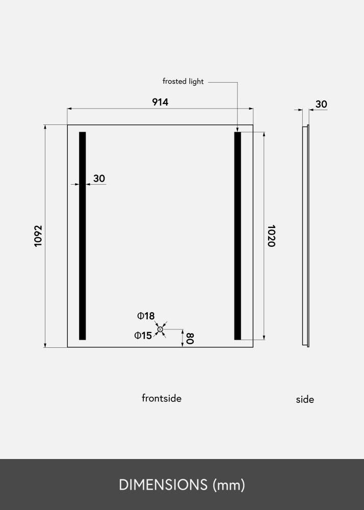 KAILA Miroir Stripes LED 91x109 cm