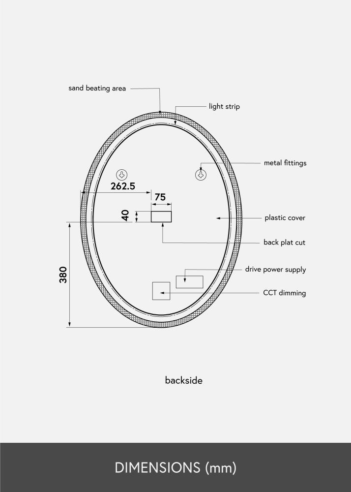 KAILA Miroir Oval LED 60x80 cm