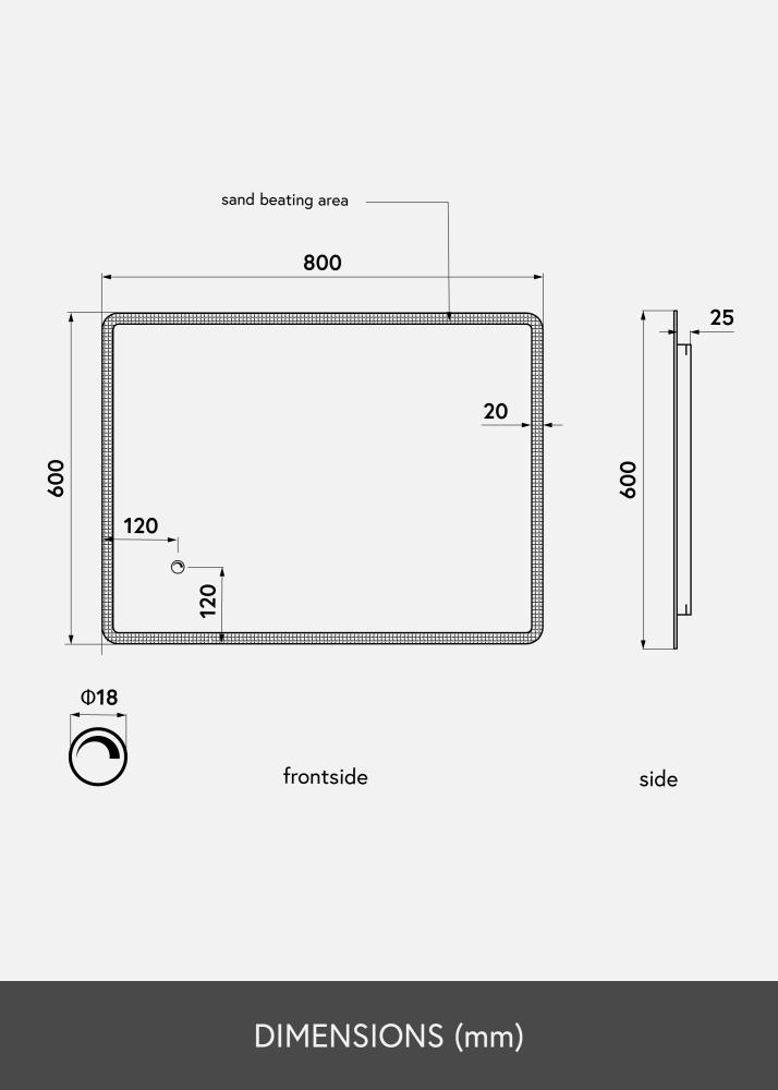 KAILA Miroir Soft Edges LED 60x80 cm