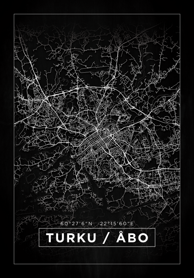 Map - Turku / Åbo - Black