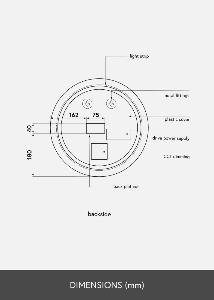 KAILA Miroir LED diamètre 40 cm