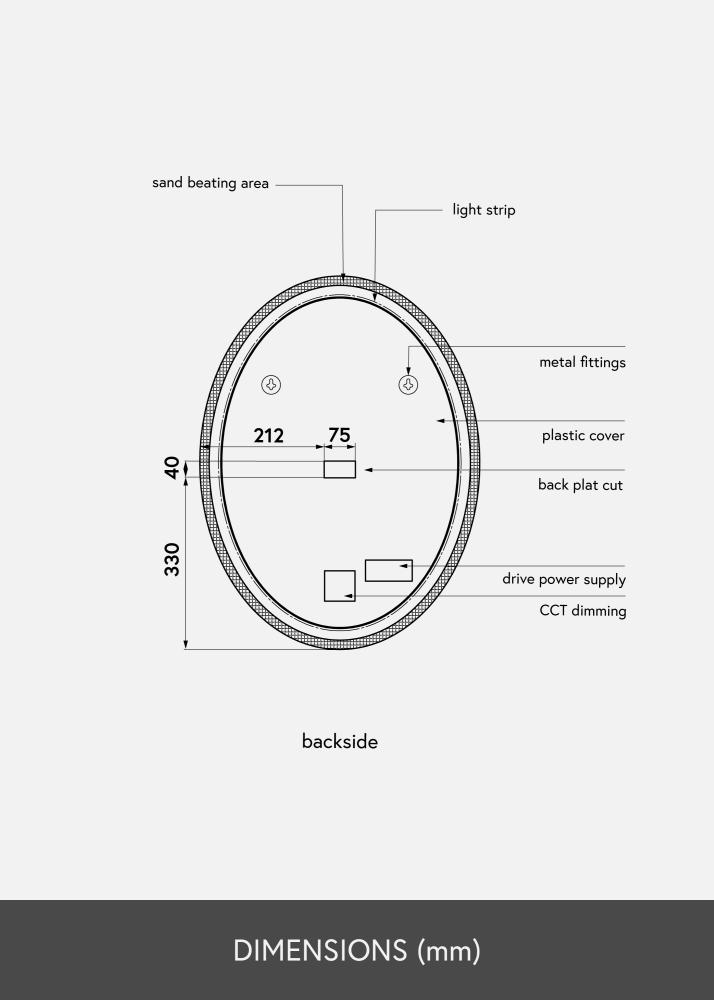 KAILA Miroir Oval LED 50x70 cm