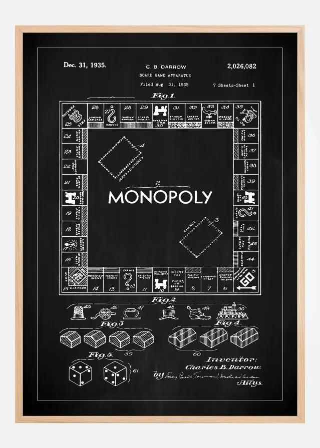 Dessin de brevet - Monopoly I - Noir Poster