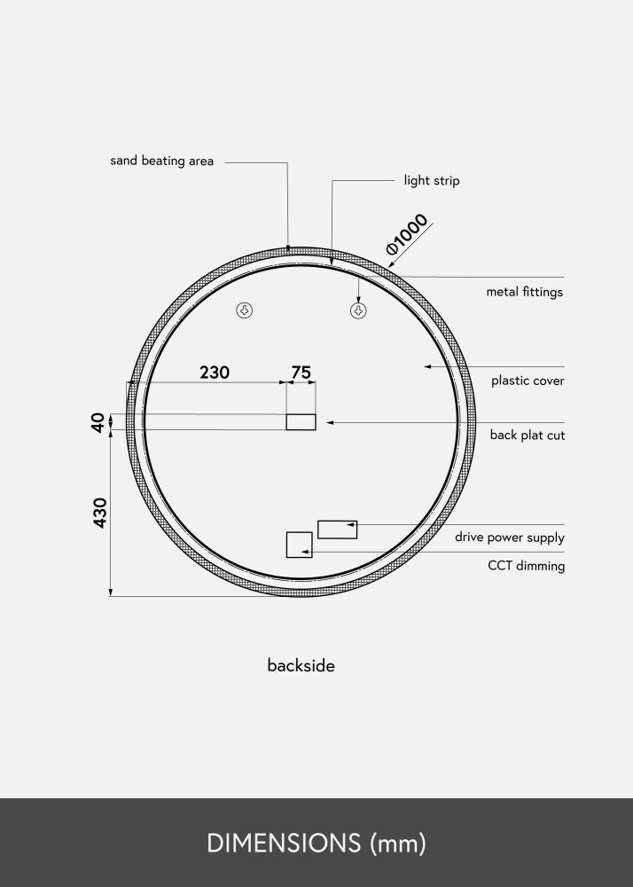 KAILA Miroir Frost LED diamètre 100 cm