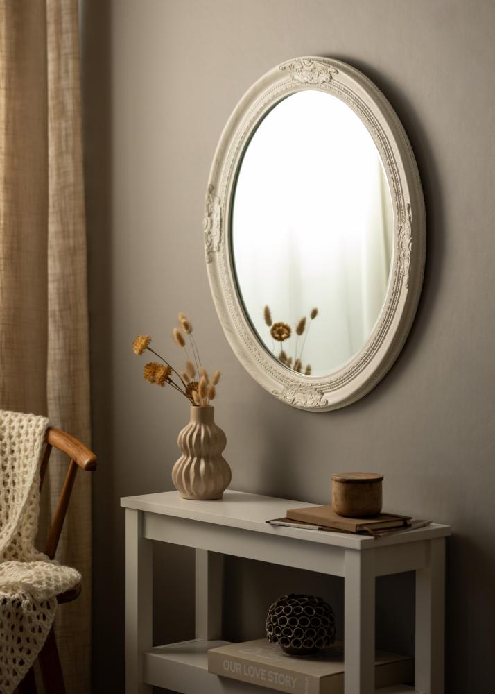 Miroir Antique Blanc Ovale 63x73 cm