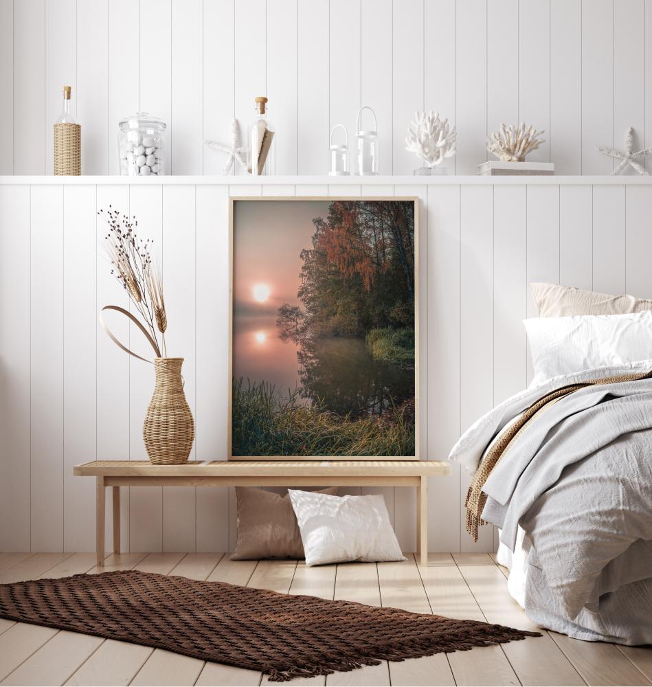 Foggy Fall Lake Poster