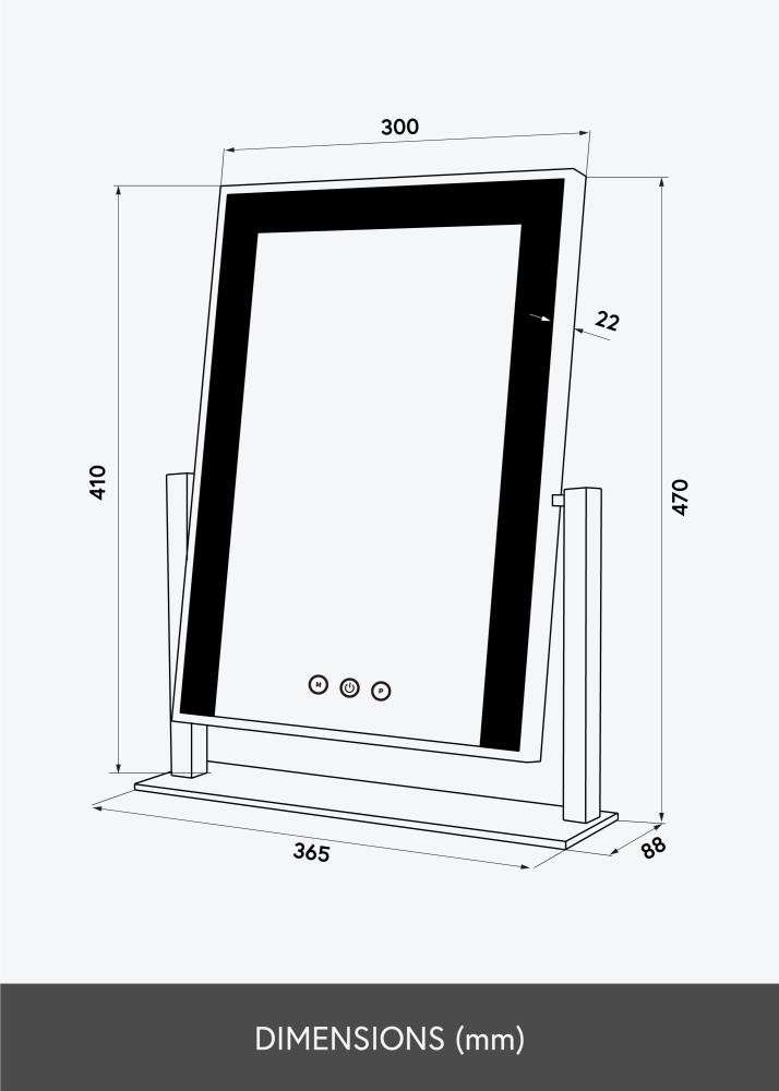 KAILA Miroir de maquillage Stand LED Blanc 30x41 cm