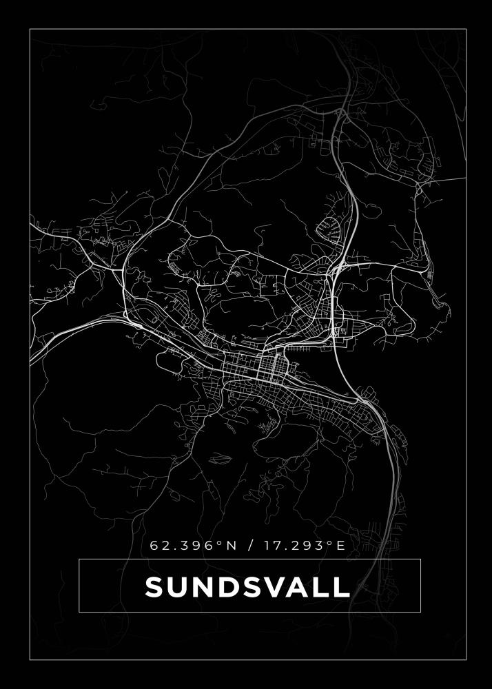 Map - Sundsvall - Black