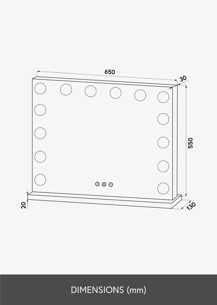 KAILA Miroir de maquillage Base LED 14 Argent 65x56 cm