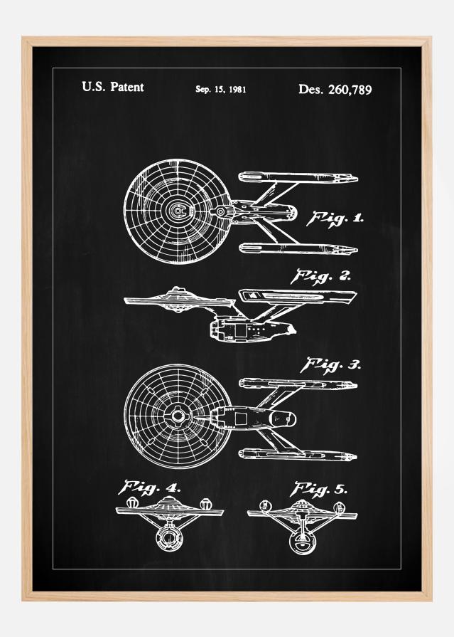 Dessin de brevet - Star Trek - USS Enterprise - Noir Poster