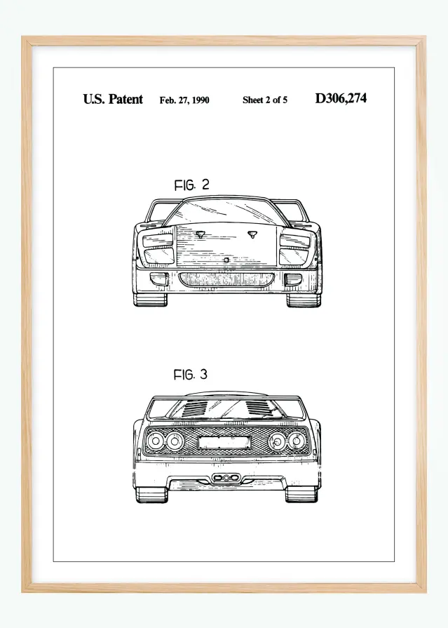 Dessin de brevet - Ferrari F40 III Poster