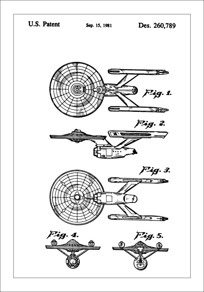 Dessin de brevet - Star Trek - USS Enterprise - Poster