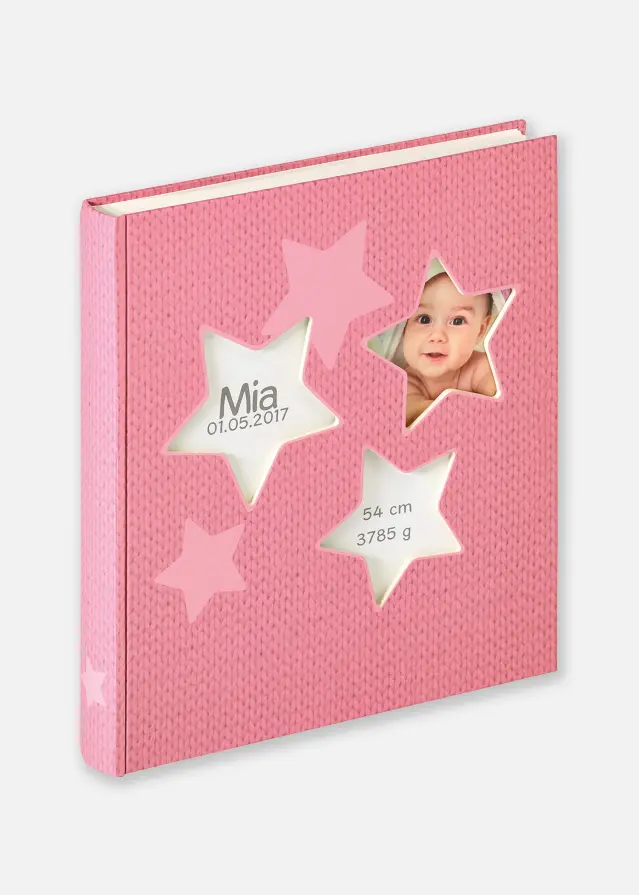 Estrella Album bébé Rose - 28x30,5 cm (50 pages blanches / 25 feuilles)