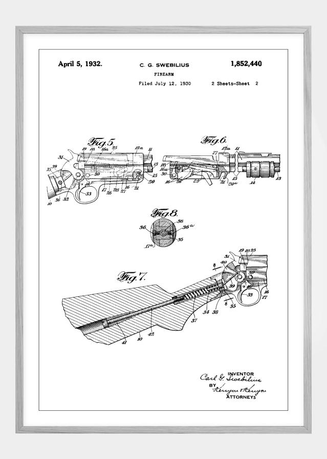 Dessin de brevet - Fusil II - Poster