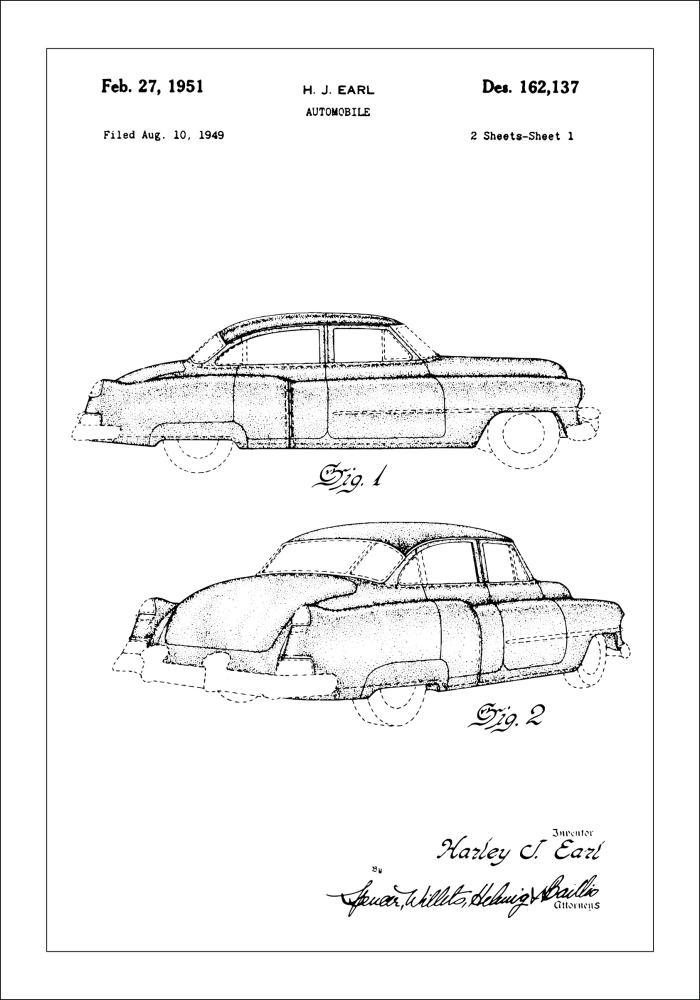 Dessin de brevet - Cadillac I - Poster