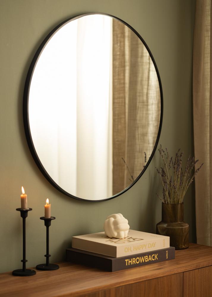 Miroir Madrid Noir diamètre 80 cm